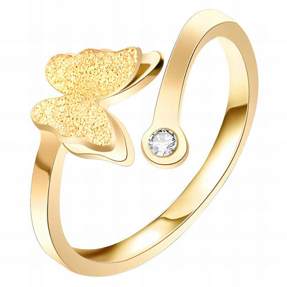 18K gold plated Stainless steel  Butterfly finger ring, Mashalla