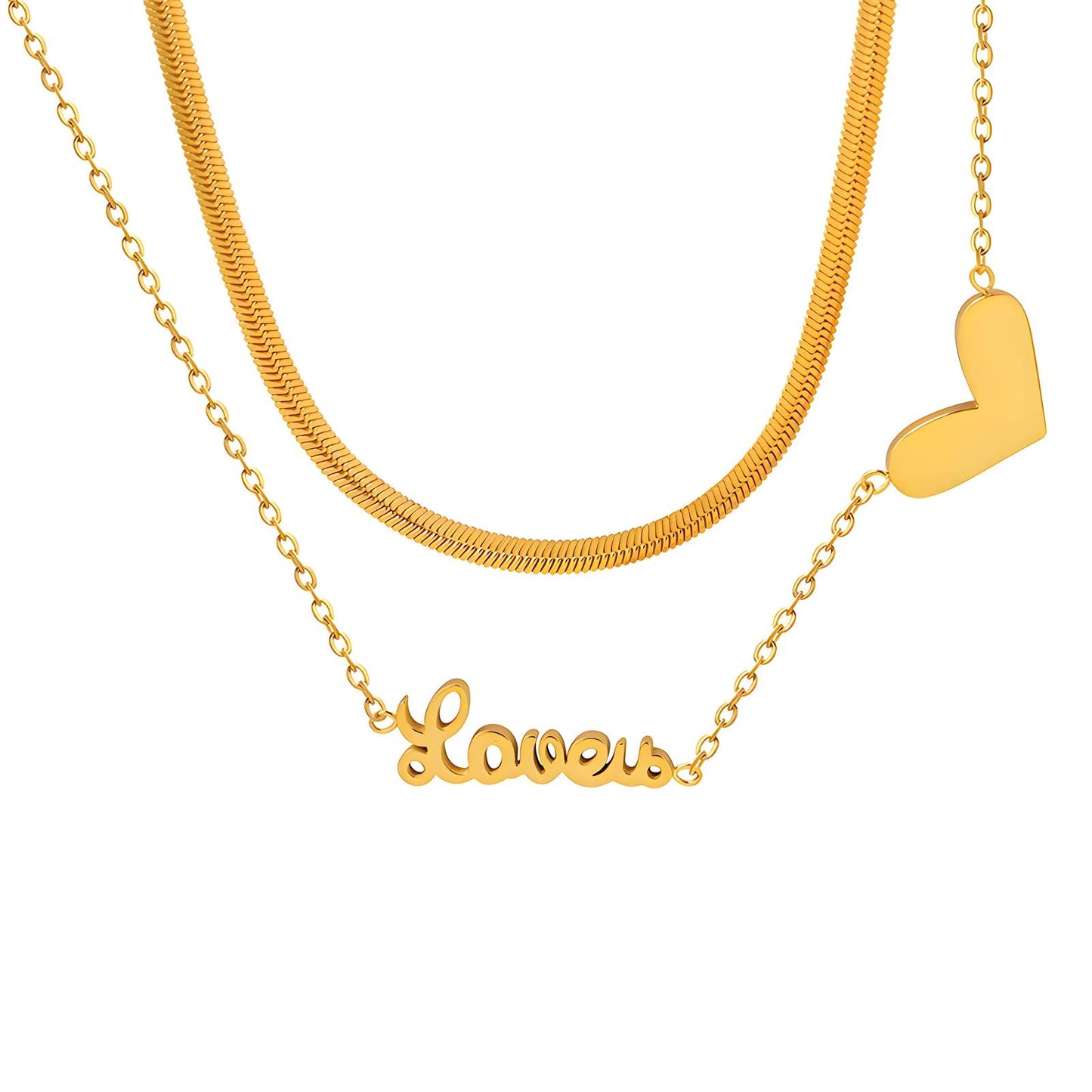 18K gold plated Stainless steel  Heart necklace, Mashalla