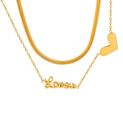 18K gold plated Stainless steel  Heart necklace, Mashalla