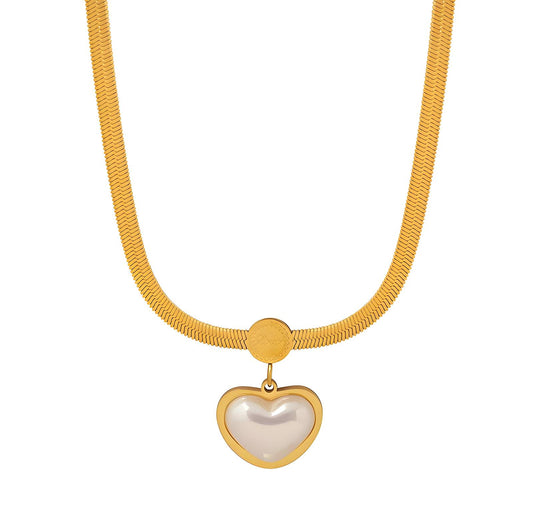 18K gold plated Stainless steel  Heart necklace, Mashalla