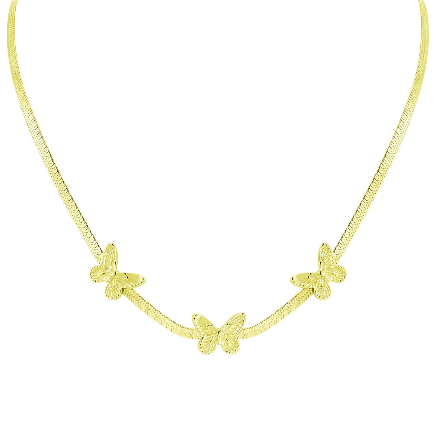 18K gold plated Stainless steel  Butterflies necklace, Mashalla