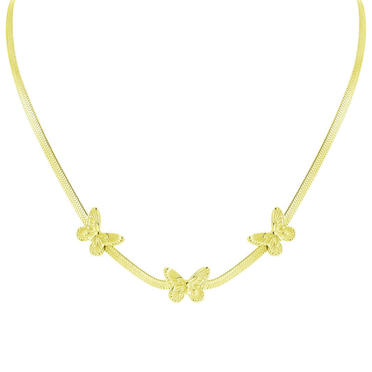 18K gold plated Stainless steel  Butterflies necklace, Mashalla