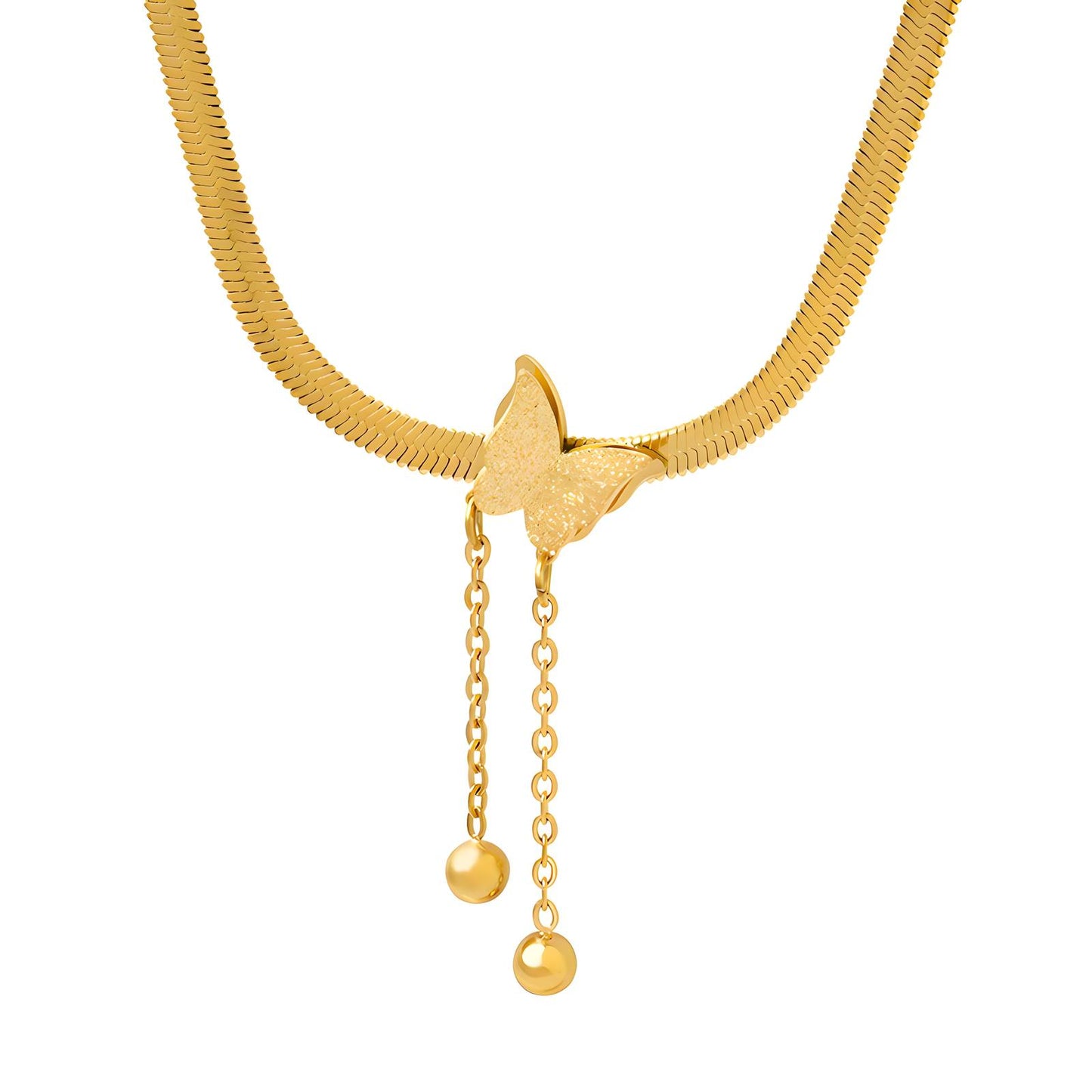 18K gold plated Stainless steel  Butterfly necklace, Mashalla