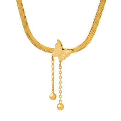 18K gold plated Stainless steel  Butterfly necklace, Mashalla