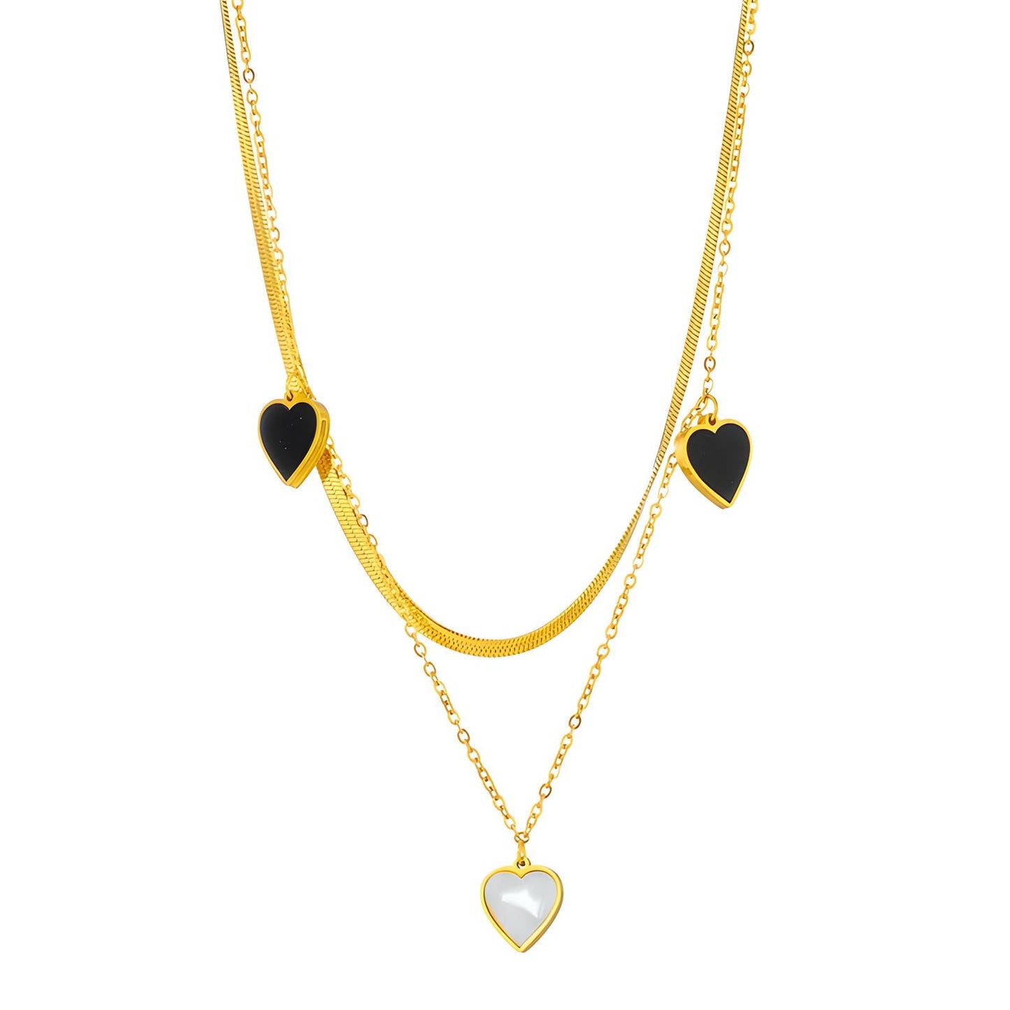 18K gold plated Stainless steel  Hearts necklace, Mashalla