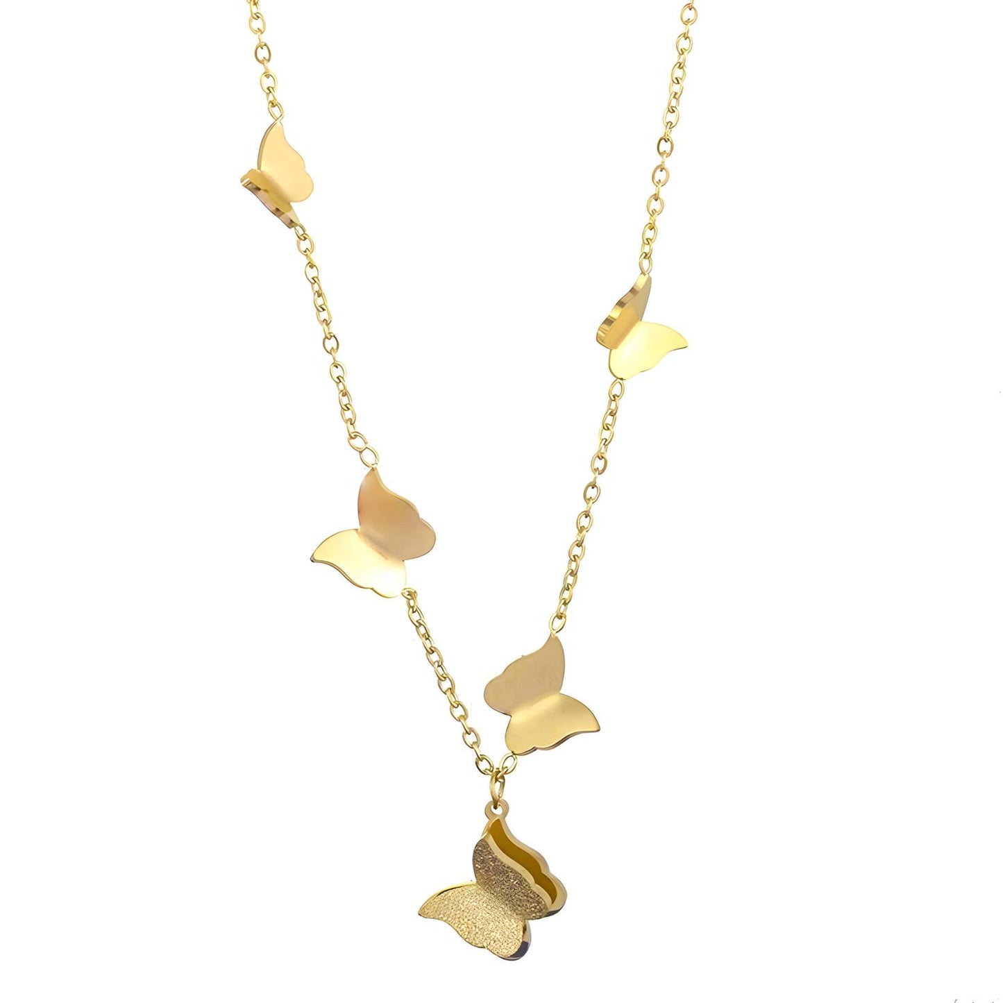 18K gold plated Stainless steel  Butterflies necklace, Mashalla