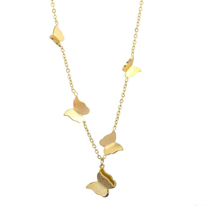 18K gold plated Stainless steel  Butterflies necklace, Mashalla