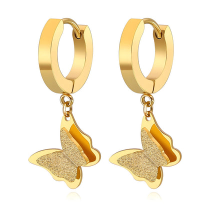 18K gold plated Stainless steel  Butterflies earrings, Mashalla