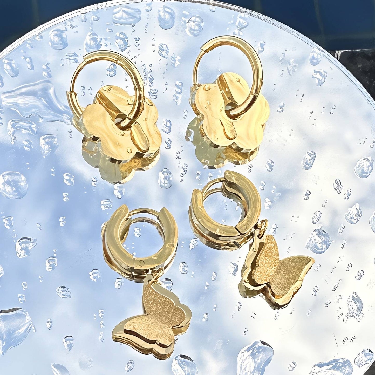 18K gold plated Stainless steel  Butterflies earrings, Mashalla