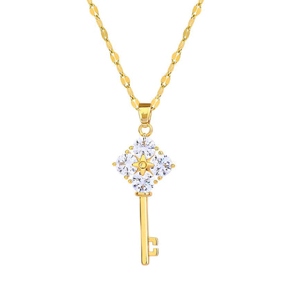 18K gold plated Stainless steel  Key necklace, Mashalla