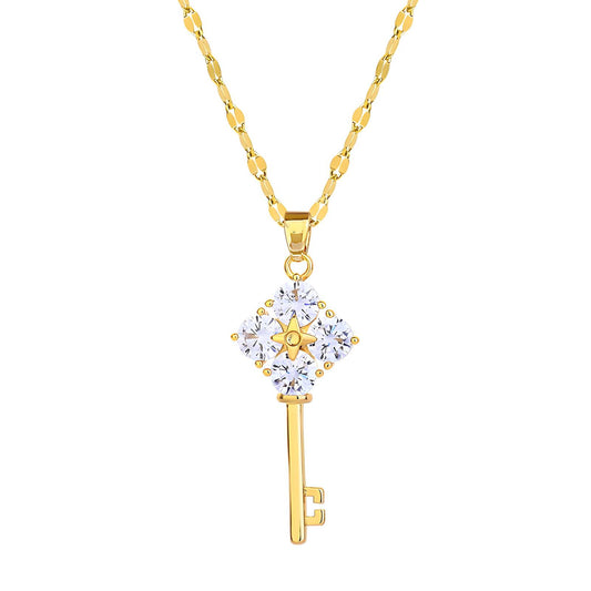 18K gold plated Stainless steel  Key necklace, Mashalla