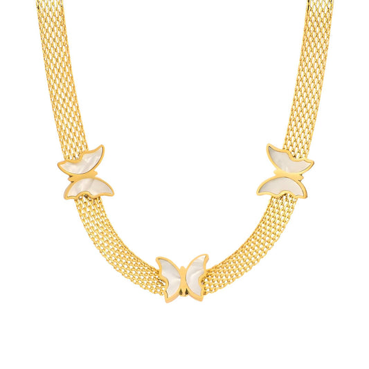 18K gold plated Stainless steel  Butterflies necklace, Mashalla