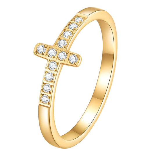 18K gold plated Stainless steel  Crosses finger ring, Mashalla