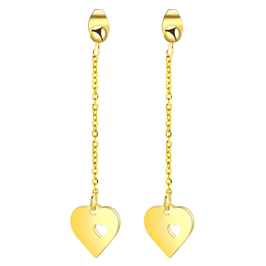 18K gold plated Stainless steel  Hearts earrings, Mashalla