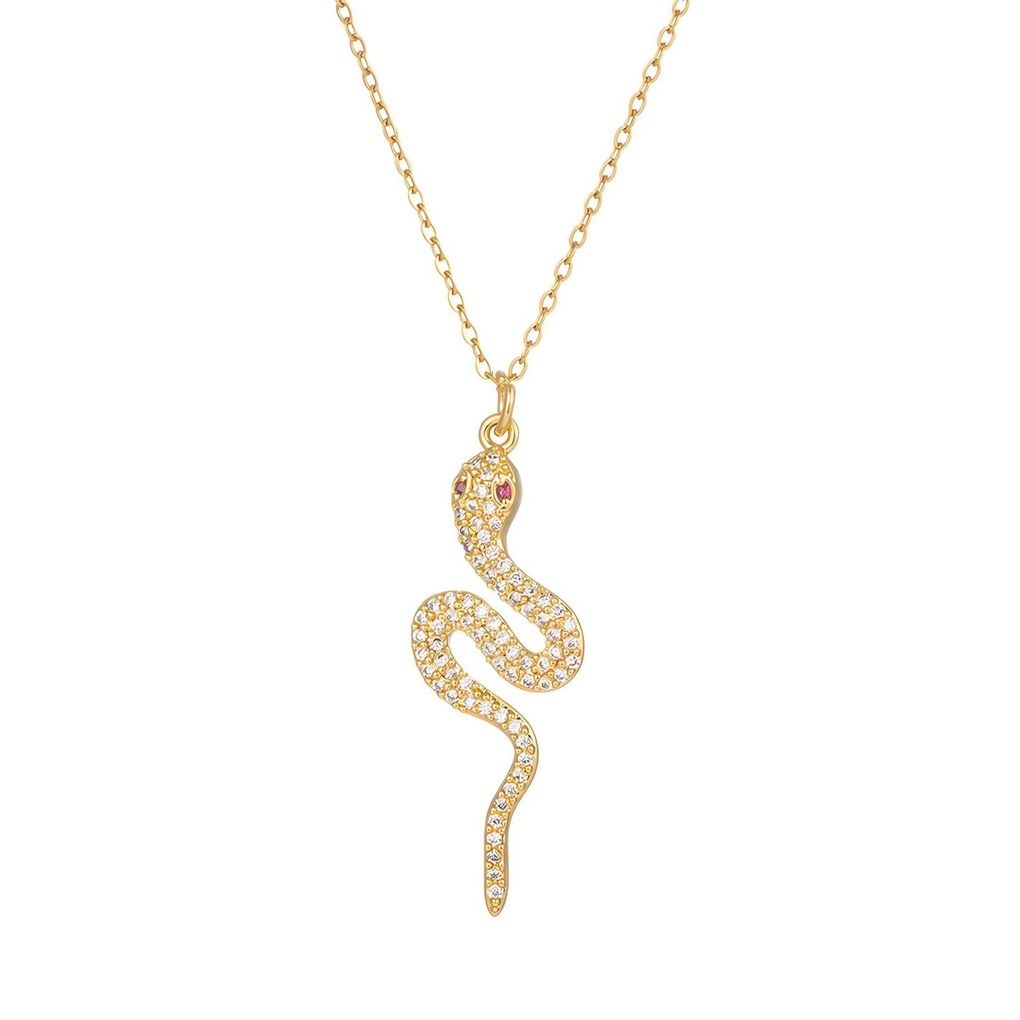 18K gold plated Stainless steel  Snake necklace, Mashalla