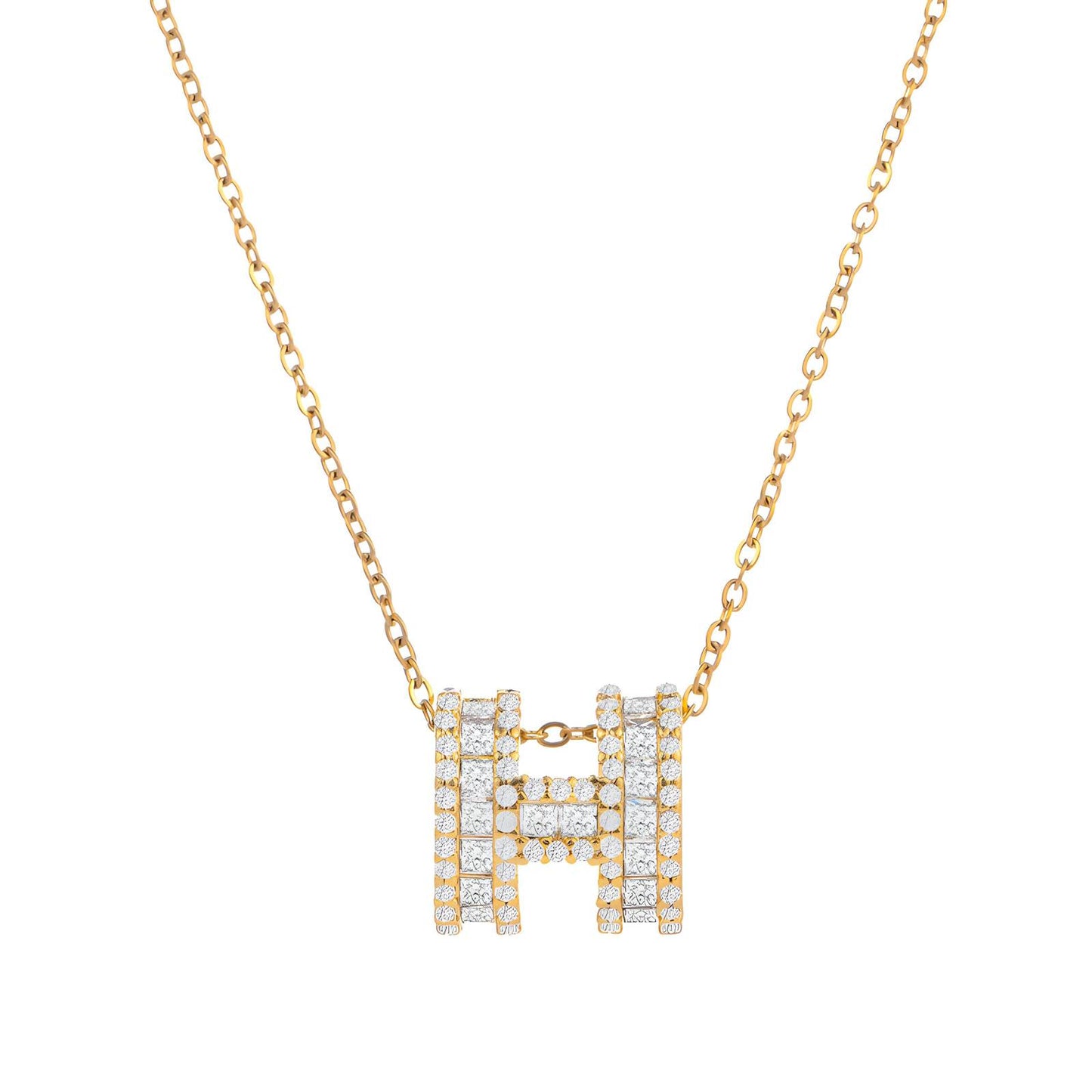 18K gold plated Stainless steel  Letter H necklace, Mashalla