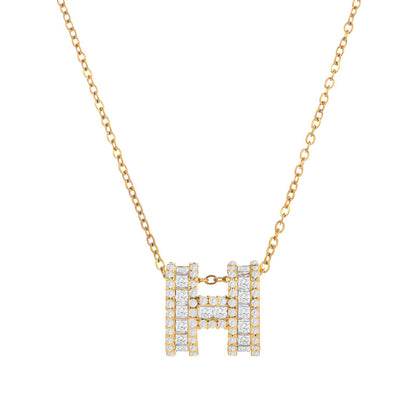 18K gold plated Stainless steel  Letter H necklace, Mashalla