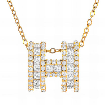 18K gold plated Stainless steel  Letter H necklace, Mashalla