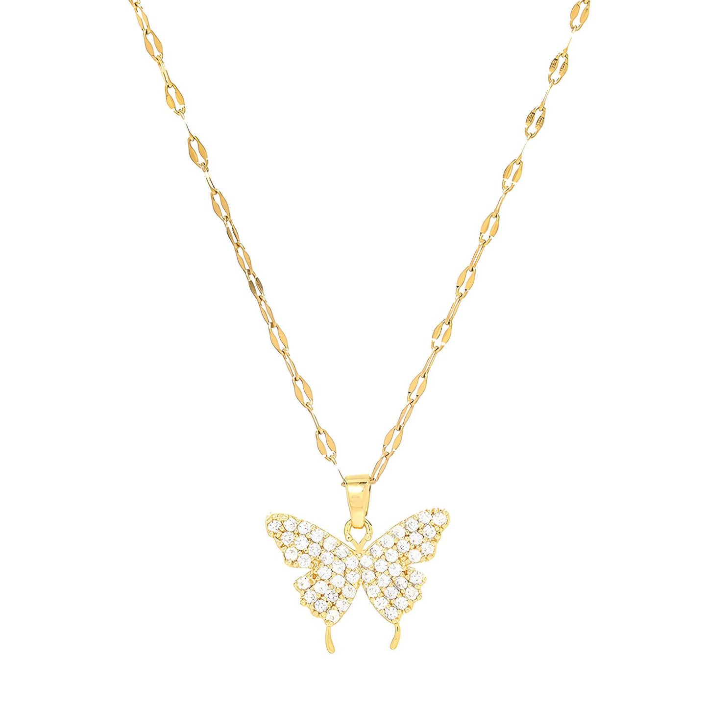 18K gold plated Stainless steel  Butterfly necklace, Mashalla