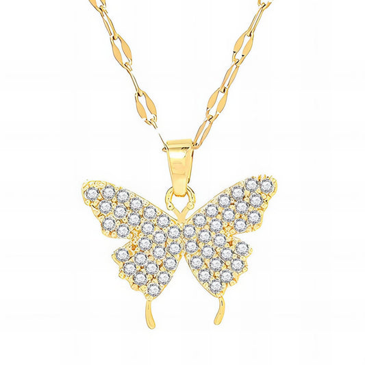 18K gold plated Stainless steel  Butterfly necklace, Mashalla