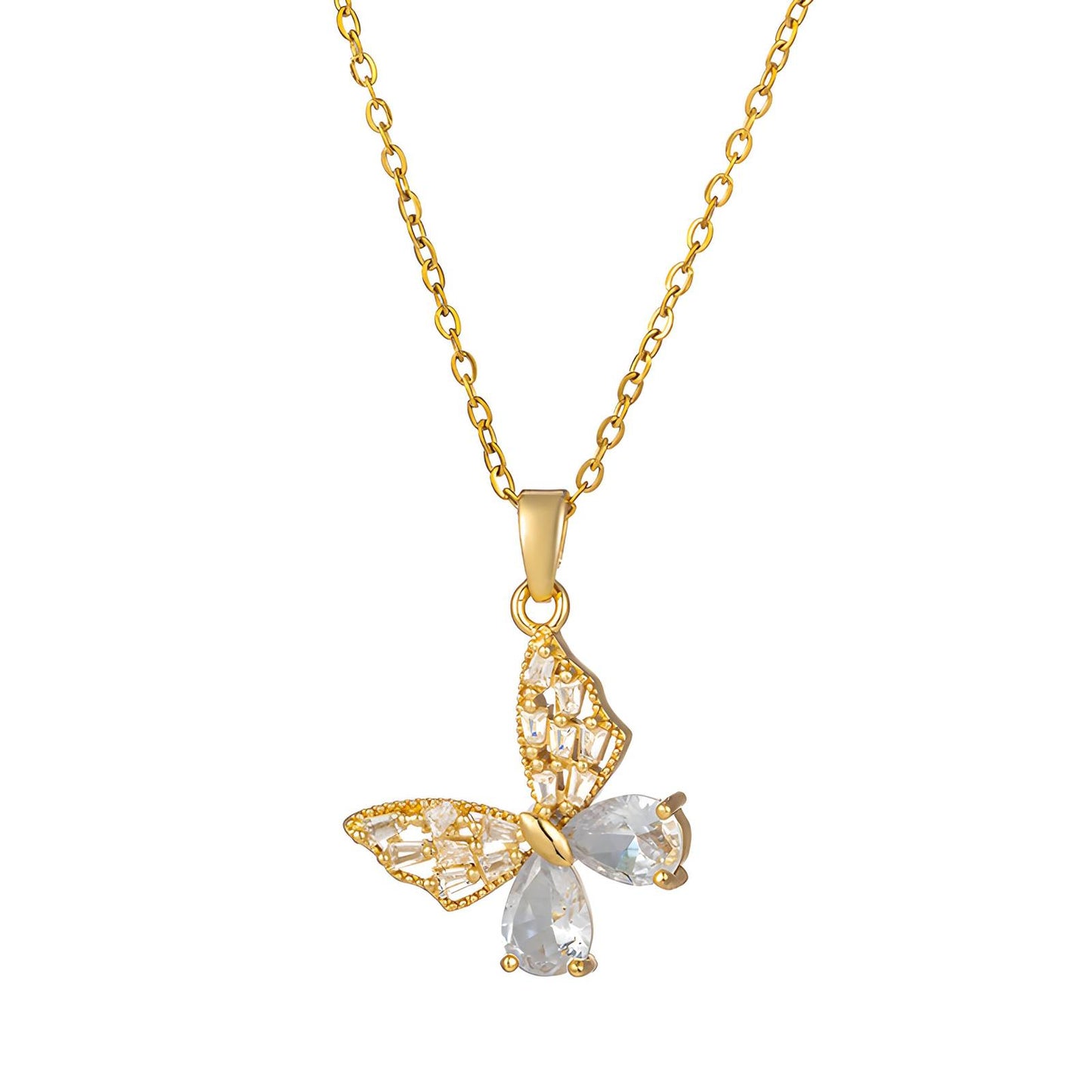 18K gold plated Stainless steel  Butterfly necklace, Mashalla