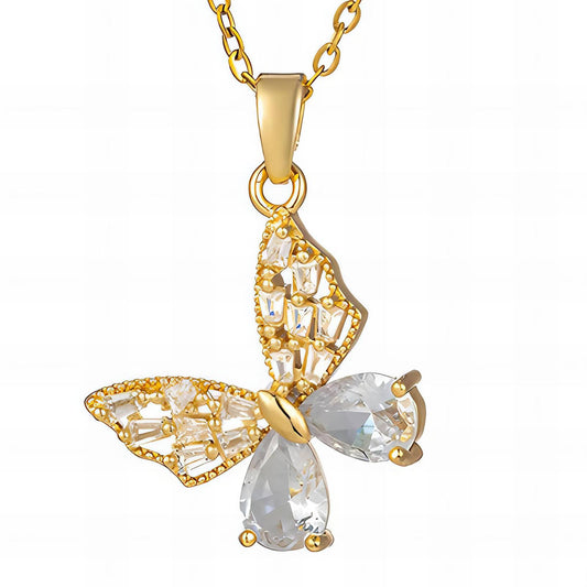 18K gold plated Stainless steel  Butterfly necklace, Mashalla