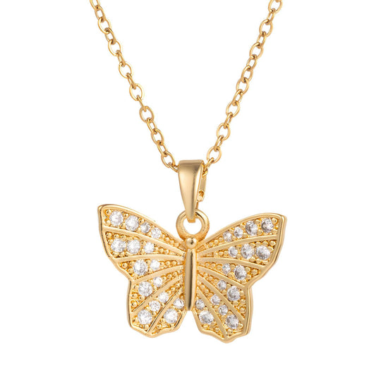 18K gold plated Stainless steel  Butterfly necklace, Mashalla