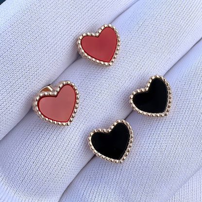 18K gold plated Stainless steel  Hearts earrings, Mashalla