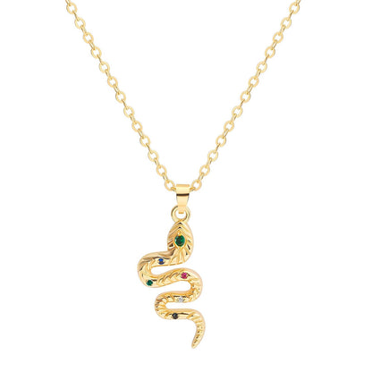 18K gold plated Stainless steel  Snake necklace, Mashalla