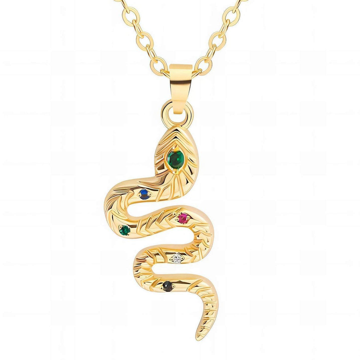 18K gold plated Stainless steel  Snake necklace, Mashalla