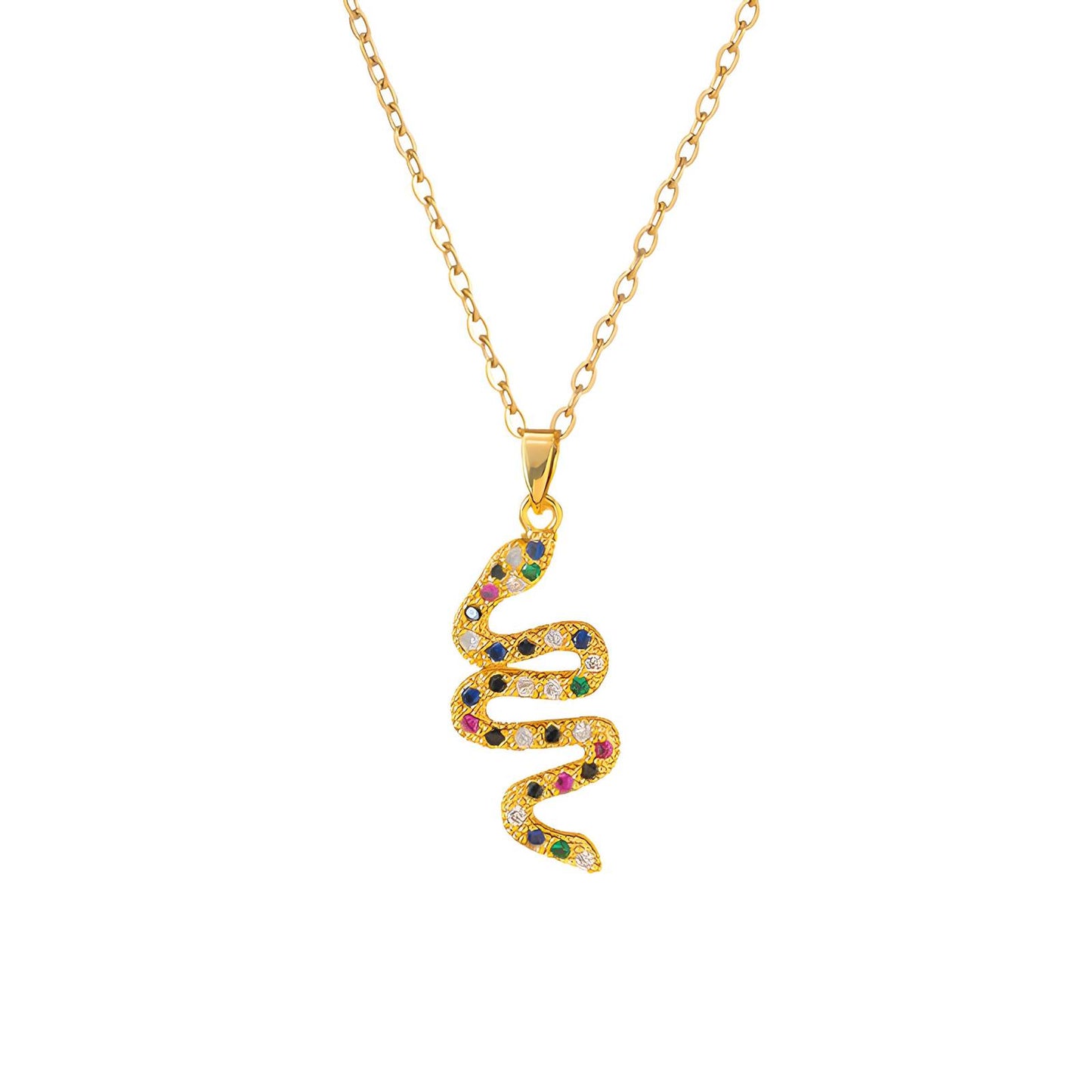 18K gold plated Stainless steel  Snake necklace, Mashalla