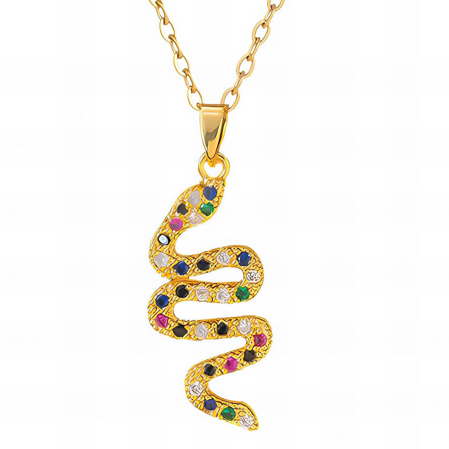 18K gold plated Stainless steel  Snake necklace, Mashalla