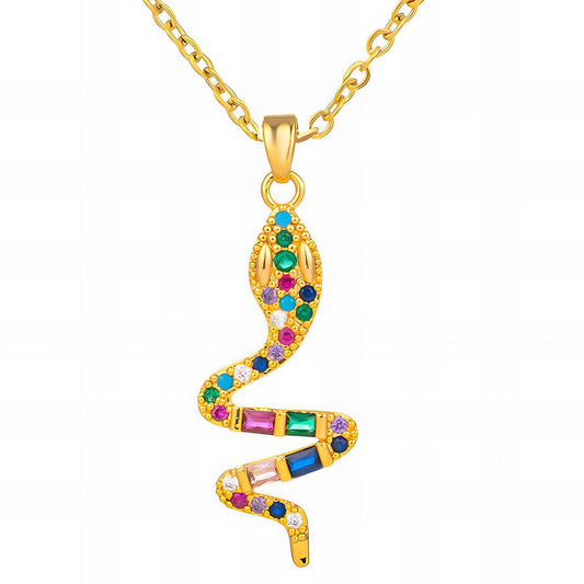 18K gold plated Stainless steel  Snake necklace, Mashalla