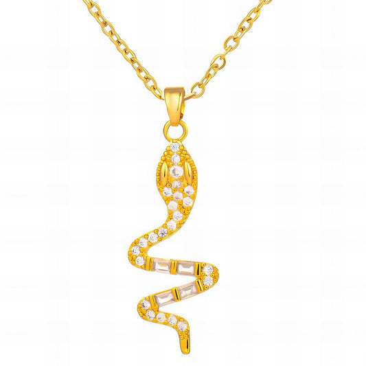 18K gold plated Stainless steel  Snake necklace, Mashalla