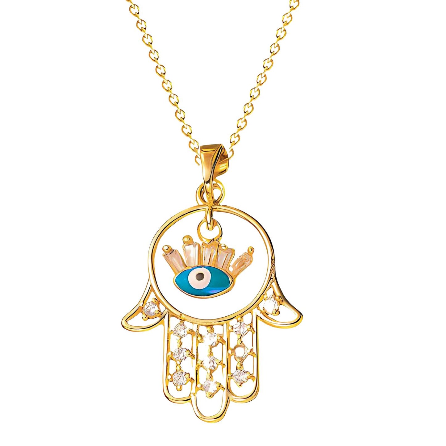 18K gold plated Stainless steel  evil eye necklace, Mashalla