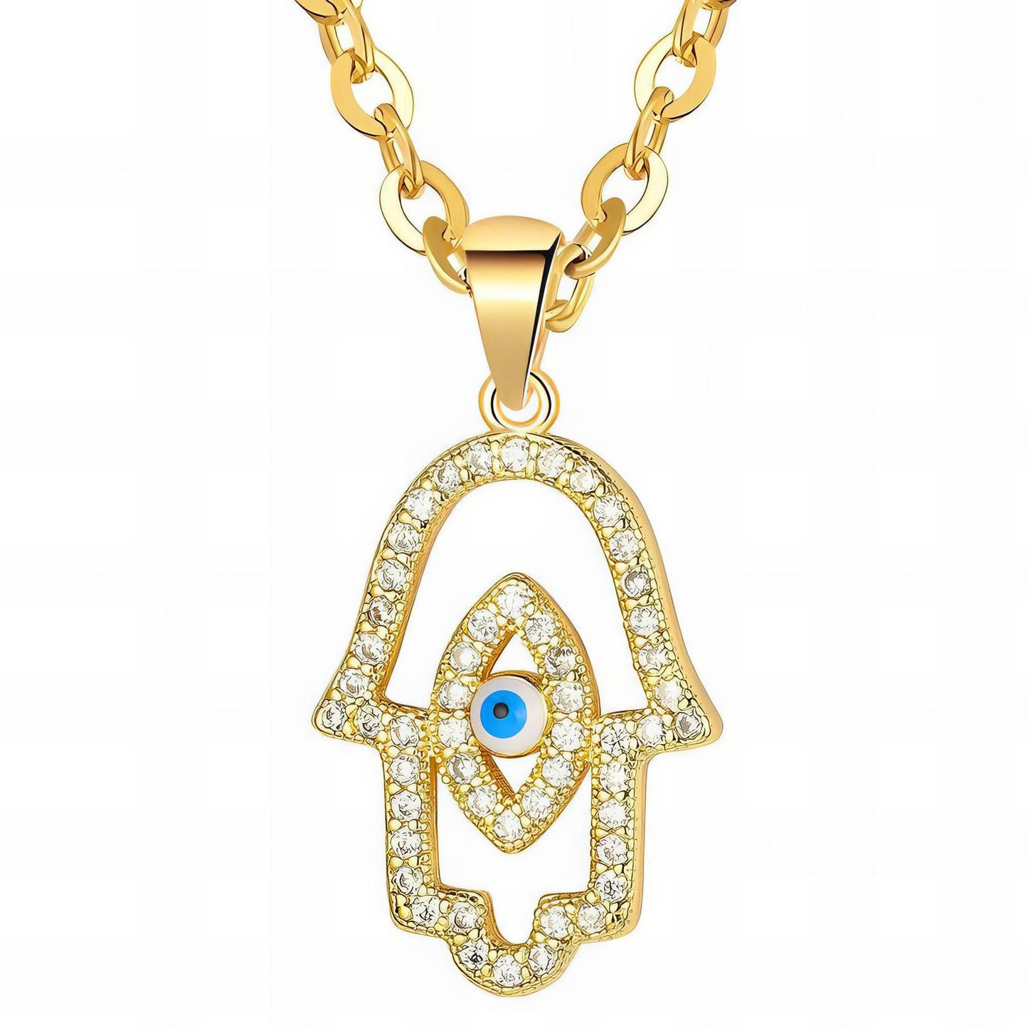 18K gold plated Stainless steel  Evil Eye necklace, Mashalla