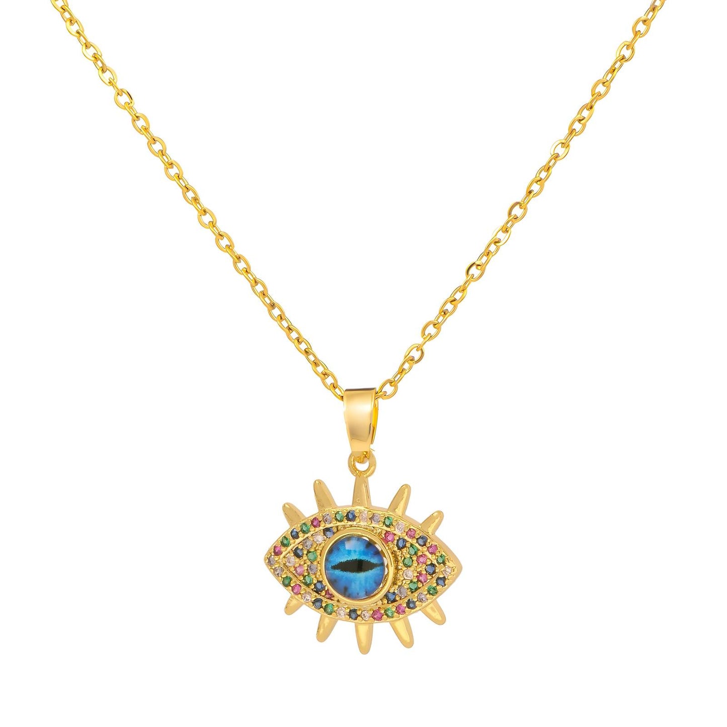 18K gold plated Stainless steel  evil eye necklace, Mashalla