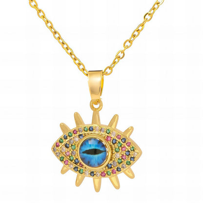 18K gold plated Stainless steel  evil eye necklace, Mashalla