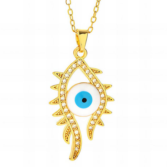 18K gold plated Stainless steel  evil eye necklace, Mashalla