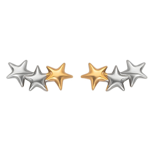 18K gold plated Stainless steel  Stars earrings, Mashalla