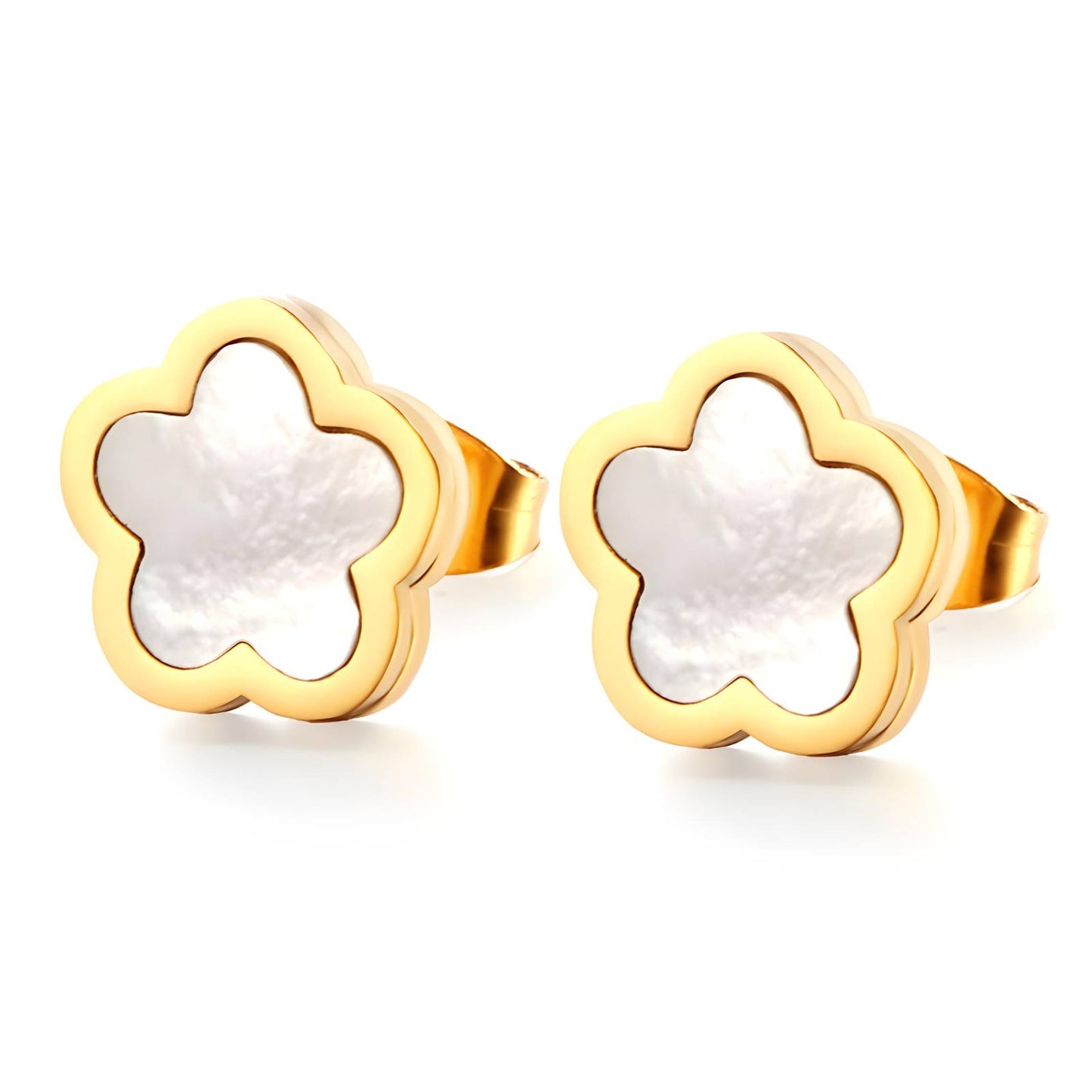 18K gold plated Stainless steel  Flowers earrings, Mashalla