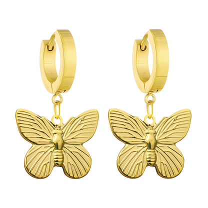 18K gold plated Stainless steel  Butterflies earrings, Mashalla