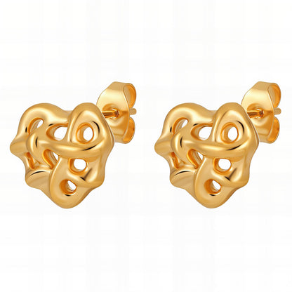 18K gold plated Stainless steel  Hearts earrings, Mashalla