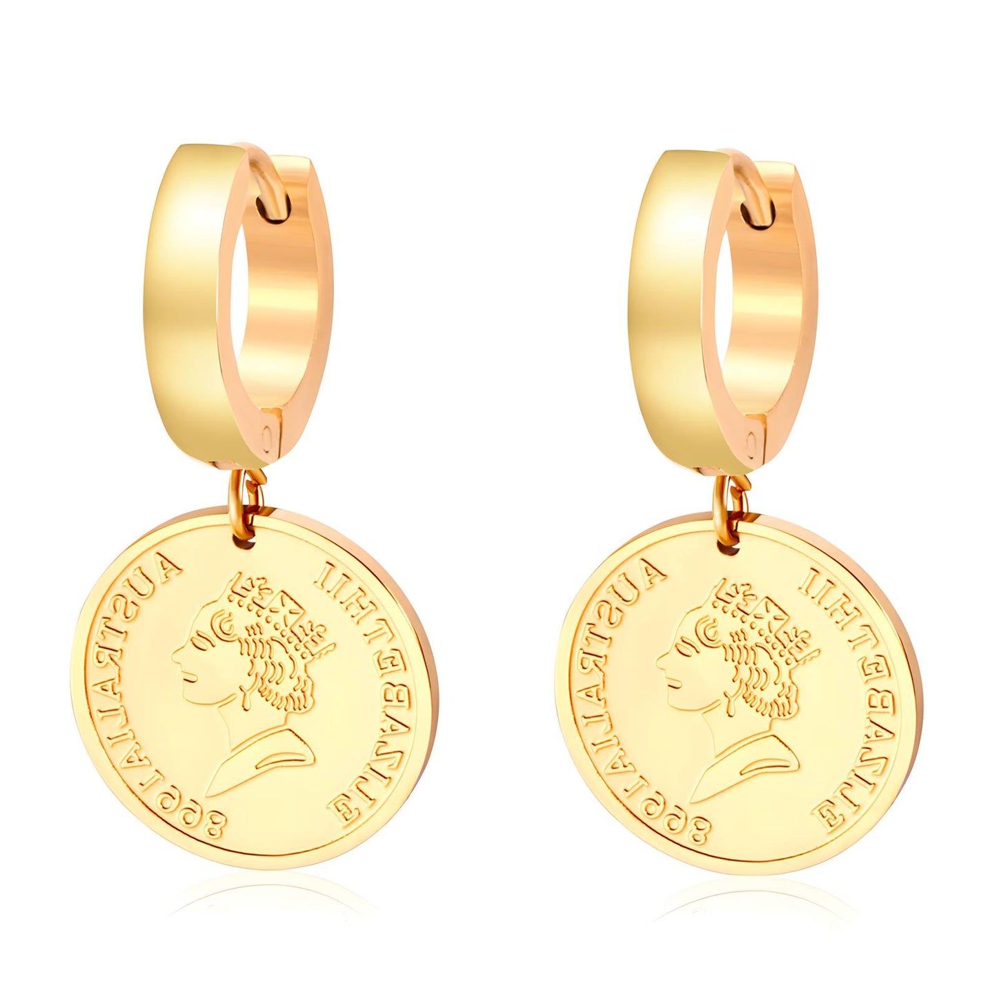 18K gold plated Stainless steel earrings, Mashalla