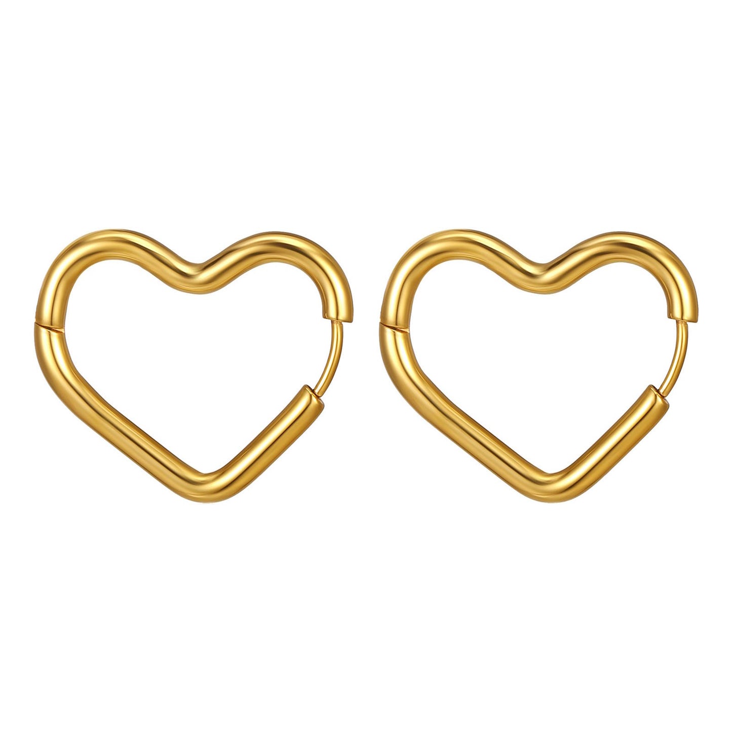 18K gold plated Stainless steel  Hearts earrings, Mashalla