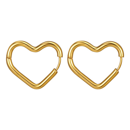 18K gold plated Stainless steel  Hearts earrings, Mashalla