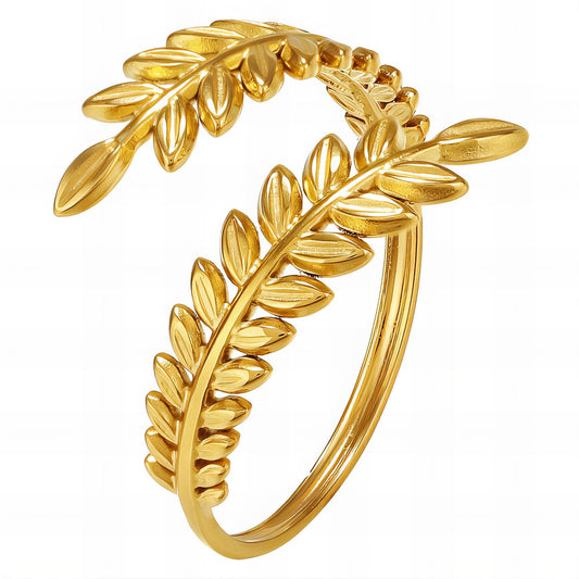 18K gold plated Stainless steel  Leafs finger ring, Mashalla