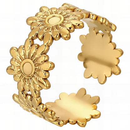 18K gold plated Stainless steel  Flowers finger ring, Mashalla