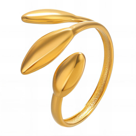 18K gold plated Stainless steel  Leafs finger ring, Mashalla