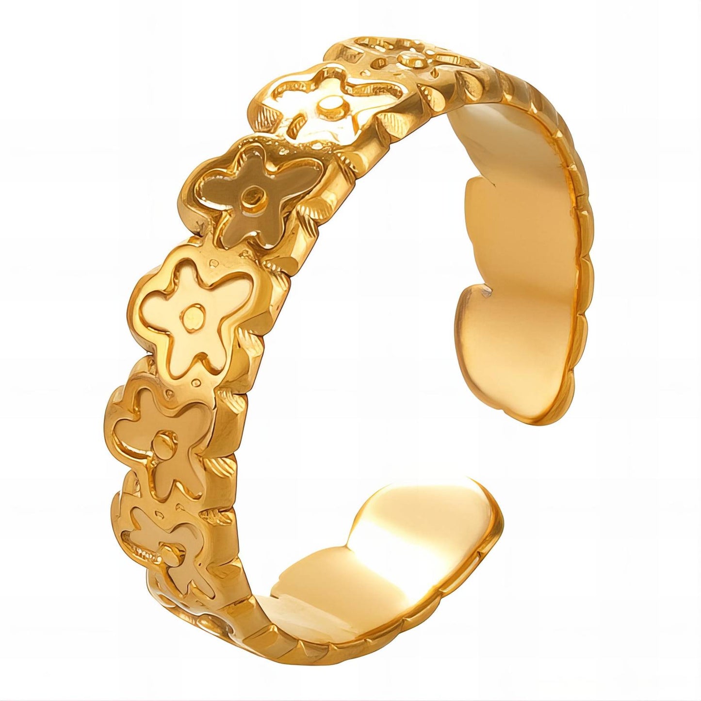 18K gold plated Stainless steel  Flowers finger ring, Mashalla